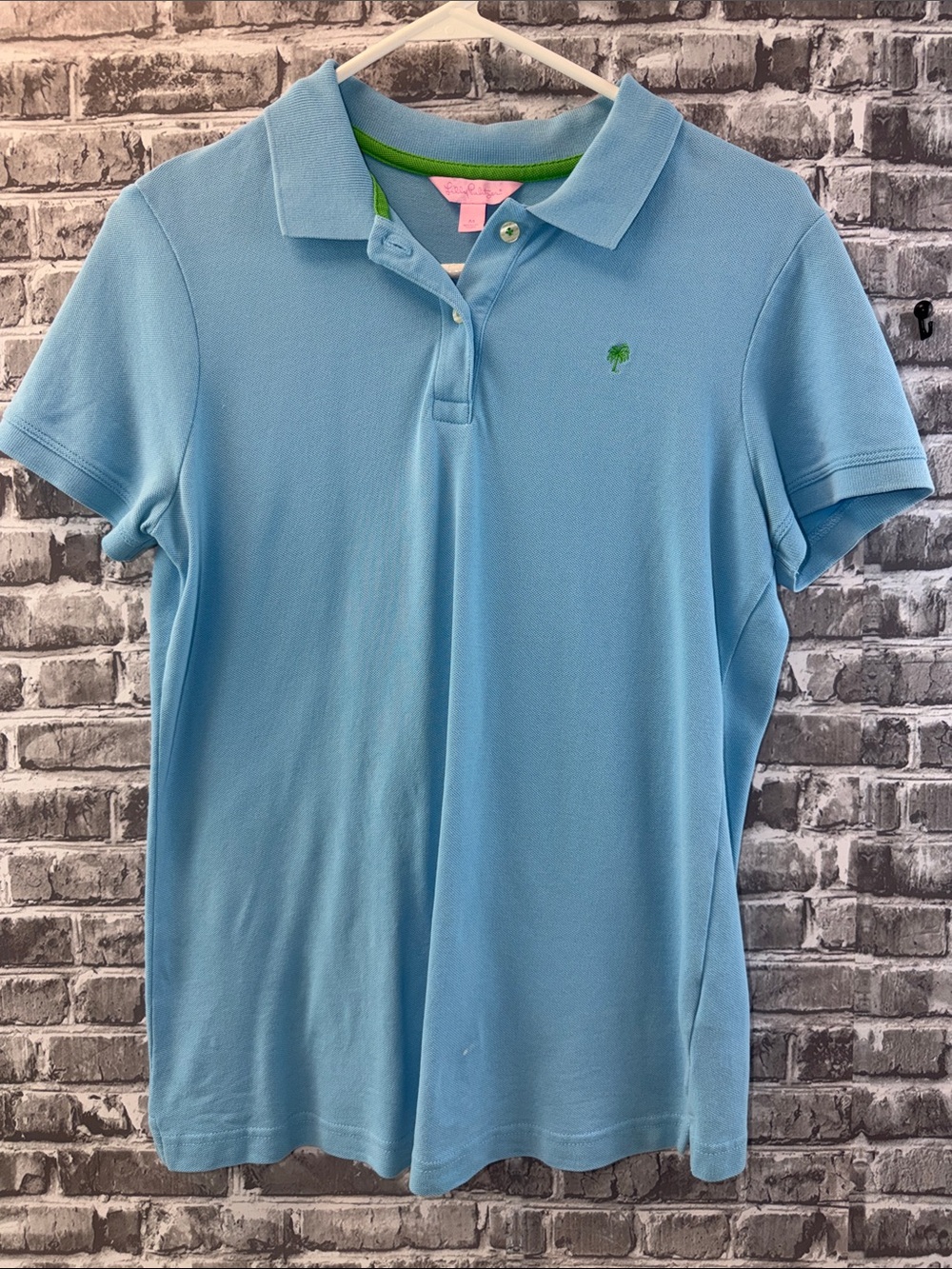 Lilly Pulitzer Light Blue Polo Shirt with Green Accent